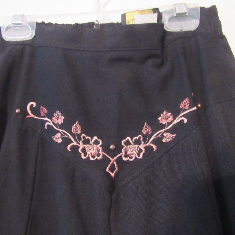 Women Black Skirt Wildfire design division 1849-Small Long Gored Zippered